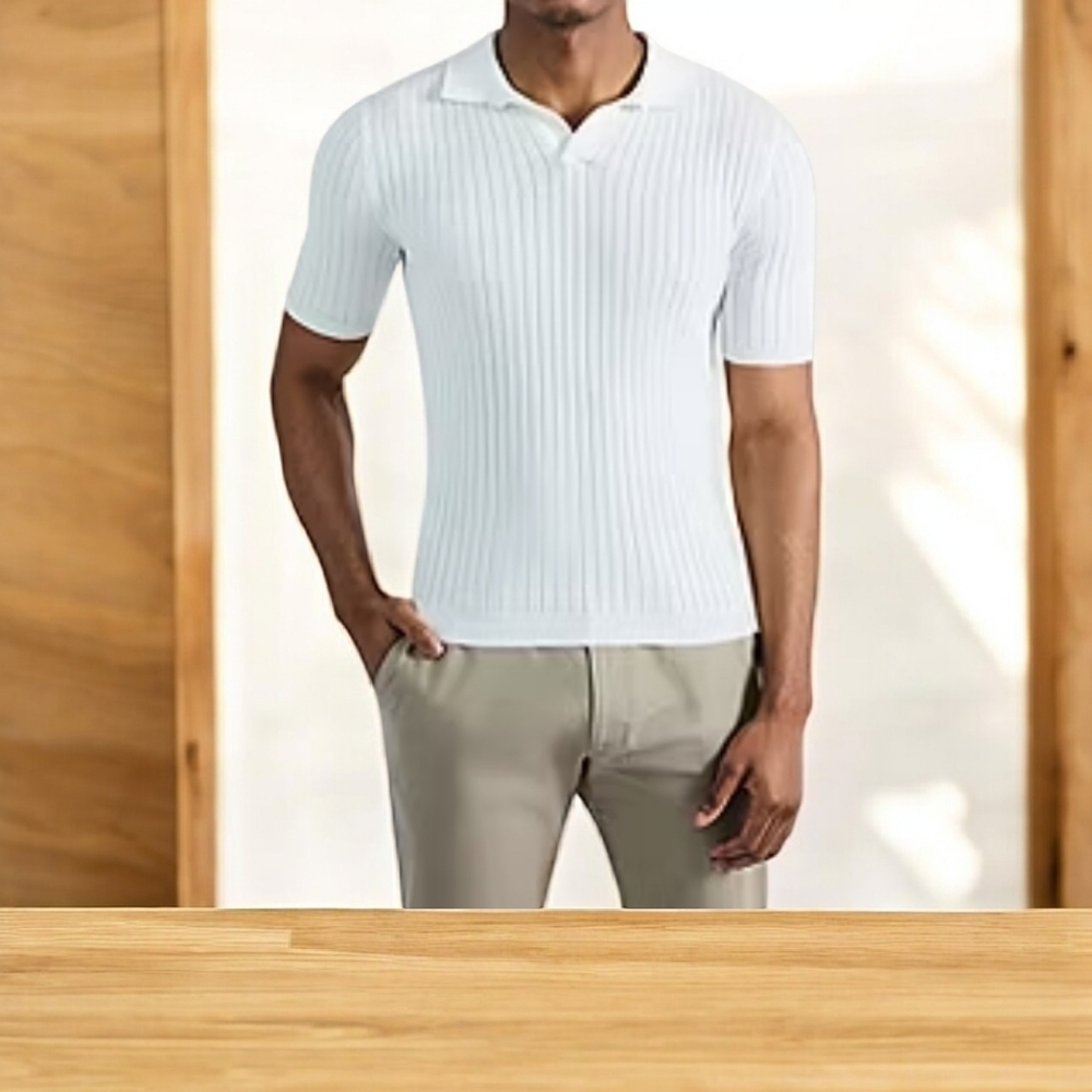 Haggar men's white, ribbed, short-sleeve polo shirt Size XL
